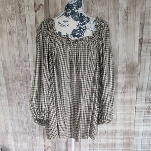 St. John's Bay Sz 2X MSRP $48.00 Black, White & Taupe Relaxed Blouse